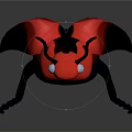 Red and Black Flying Beetle With Shiny Wings Long Antennae on Gray Background with Reflection