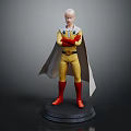 Bald Superhero Character Figurine With Yellow Uniform Red Boots and White Cape