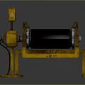 Industrial Conveyor Belt System With Yellow Support Legs And Moving Belt