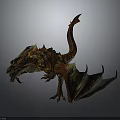 Fantasy Mythical Dragon Creature With Scaled Orange Brown Body Spiked Wings And Sharp Claws