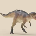 Carnivorous Dinosaur Standing Pose With Spiked Back Open Mouth Brown Green
