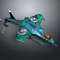Green Sci Fi Spaceship Model With Streamlined Design Dual Fans And Orange Cockpit