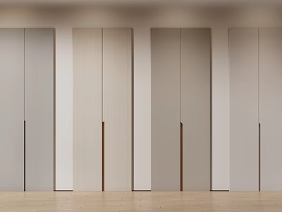 Modern Storage Cabinet Doors With Different Color Tones And Minimalist Wooden Floor Design 3d model