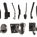 Various Wall Mounted Metal Hooks with Different Designs and Styles 3d model