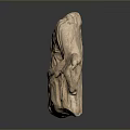 Ancient Human Figure Sculpture Carving With Detailed Clothing Texture In Stone Material