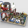 Lego toy building blocks assembly factory site construction screwing assembly line workshop 3d model