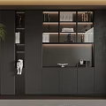 Elegant Modern Study Room Interior With Floating Bookshelves And Decorative Lighting 3d model