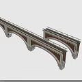 Arch Bridge Structure Featuring Brick Wall Stone Railing and Curved Arch Design 3d model
