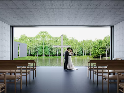Modern Church Water Church 3d model