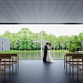 Religious Wedding Ceremony In Church With Cross And Natural Views