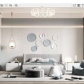 Modern Kids Room Interior With Gray Tones Circular Wall Decor Pendant Light And Accent Chair