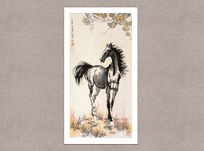 New Chinese Animal Painting Xu Beihong Horse 3d model