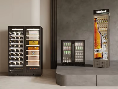 Modern Beverage Display Coolers With Budweiser Beer And Bottled Canned Drinks 3d model