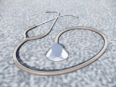 Medical Device Stethoscope With Silver Body And Heart Shaped Chest Piece For Professional Healthcare Use 3d model