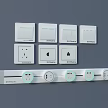 Modern White Switch Panels With Various Types Socket Outlets And Combination Design 3d model