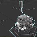 Industrial Mechanical Equipment With Radiator Fins Control Unit And Pipes On Hexagonal Base