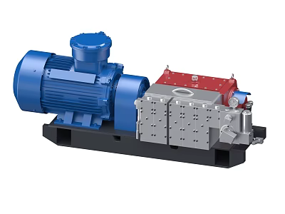 Industrial Pump Equipment With Blue Electric Motor Stainless Steel Body And Mounting Base 3d model