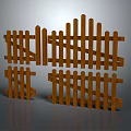 Wooden Garden Fence With Various Panel Designs For Outdoor Decoration 3d model