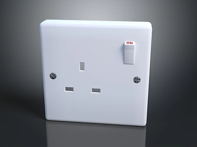 White Modern Wall Mounted Home Light Switch Panel With Electrical Socket Outlets 3d model