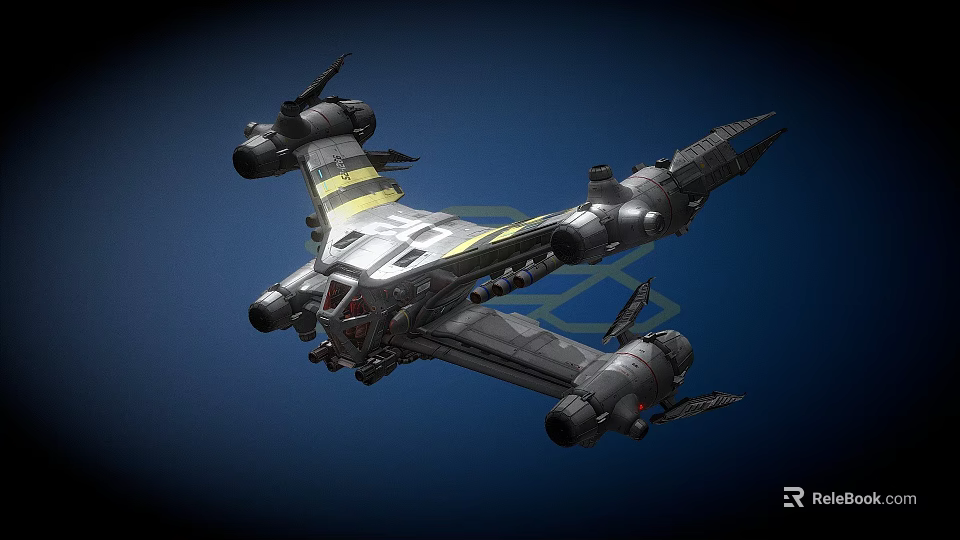 Sci Fi Spaceship Game Movie Character With Metallic Body And Multiple Engines 3d model 