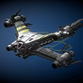 Sci Fi Spaceship Game Movie Character With Metallic Body And Multiple Engines