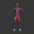 Red And Blue Striped Jersey With Red Shorts Blue Socks And White Sneakers Sports Outfit