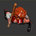 Red Haired Woman Holding Baseball Bat In Black Shorts White Top Gray Socks And Sneakers