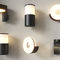 Modern Decorative Wall Lamps With Different Shapes And Black White Finishes Mounted On Gray Wall