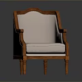 Elegant Wooden Accent Chair With Curved Armrests And Light Upholstered Seat
