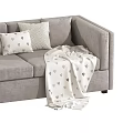 Light and Dark Gray Two-Seater Sofas with Decorative Pillows and Heart-Patterned Blanket 3d model
