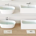 Variety of White Bathtub Designs Arranged in Rows