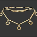 Gold Jewelry Necklace Featuring Geometric Design Circular Pendants And Shiny Surface On Black Background