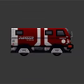 Red And White Ambulance With Modern Stylish Design Windows And Wheels