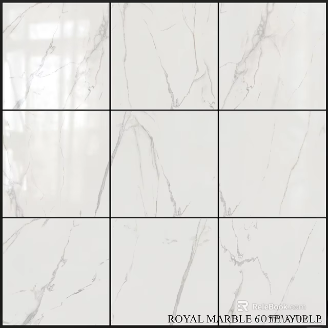 White Marble Texture Tiles With Black Grout Lines For Wall Surface Design 3d model