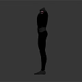 Sleek Black Fitted Outfit With Blue Glowing Lines And Full Body Design
