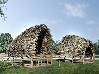 thatched pavilion landscape pavilion thatched house 3d model