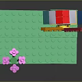 Colorful Building Blocks Windmill With Green Base And Pink Flowers