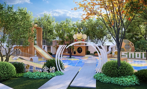 Modern Children's Play Area Children's Park Children's Activity Site Bee Theme Park 3d model