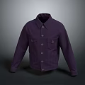 Purple Casual Jacket With Classic Collar Long Sleeves And Multiple Pockets 3d model