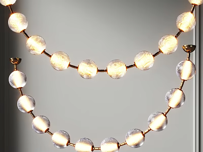 Elegant Illuminated Chandelier With Glass Balls And Golden Frame For Modern Interior 3d model