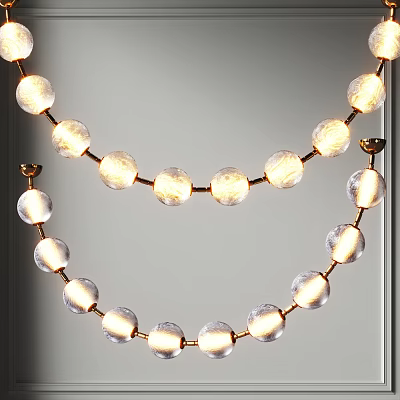Elegant Illuminated Chandelier With Glass Balls And Golden Frame For Modern Interior 3d model