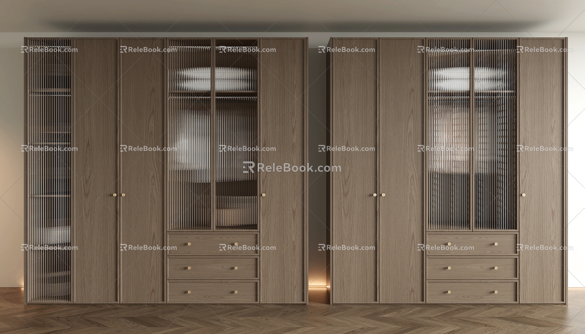 New Chinese-style Wardrobe Glass Wardrobe 3d model