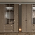 New Chinese-style Wardrobe Glass Wardrobe 3d model