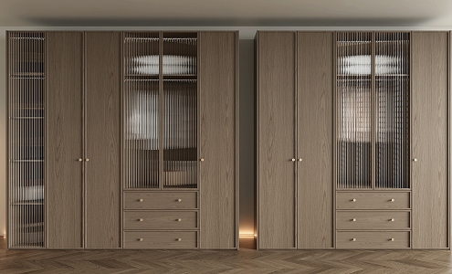 New Chinese-style Wardrobe Glass Wardrobe 3d model