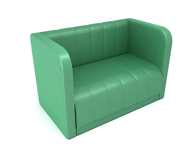 Green Leather Two Seater Sofa With Modern Stitched Design For Living Room 3d model