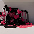 Love Confession Decoration Scene With Pink Black White Balloons Heart Shapes And 520 Numbers