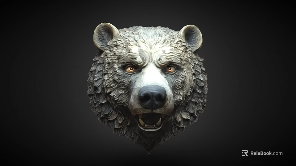 Detailed Bear Head Animal Wall Decor Sculptural Design For Home Decoration 3d model 