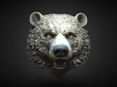 Detailed Bear Head Animal Wall Decor Sculptural Design For Home Decoration 3d model