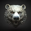 Detailed Bear Head Animal Wall Decor Sculptural Design For Home Decoration