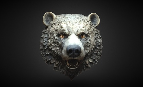 Modern Bear Head 3d model